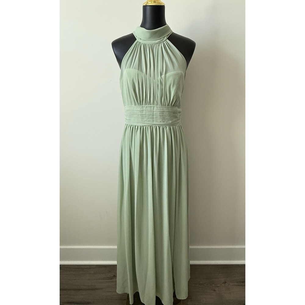 Bill Levkof Mint Green A-Line Chiffon Formal Dress Women's Size 8 EUC